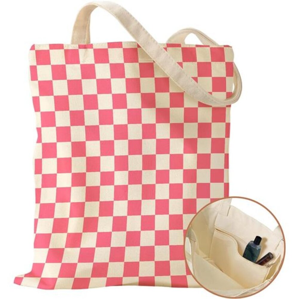 Canvas Tote Bag with Inner Pocket for Women,Cloth Cotton Totes Bag